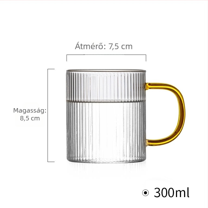 Vizes pohár fogantyúval, japán stílusú, modern minimalist design, hőálló magas boroszilikát üveg
