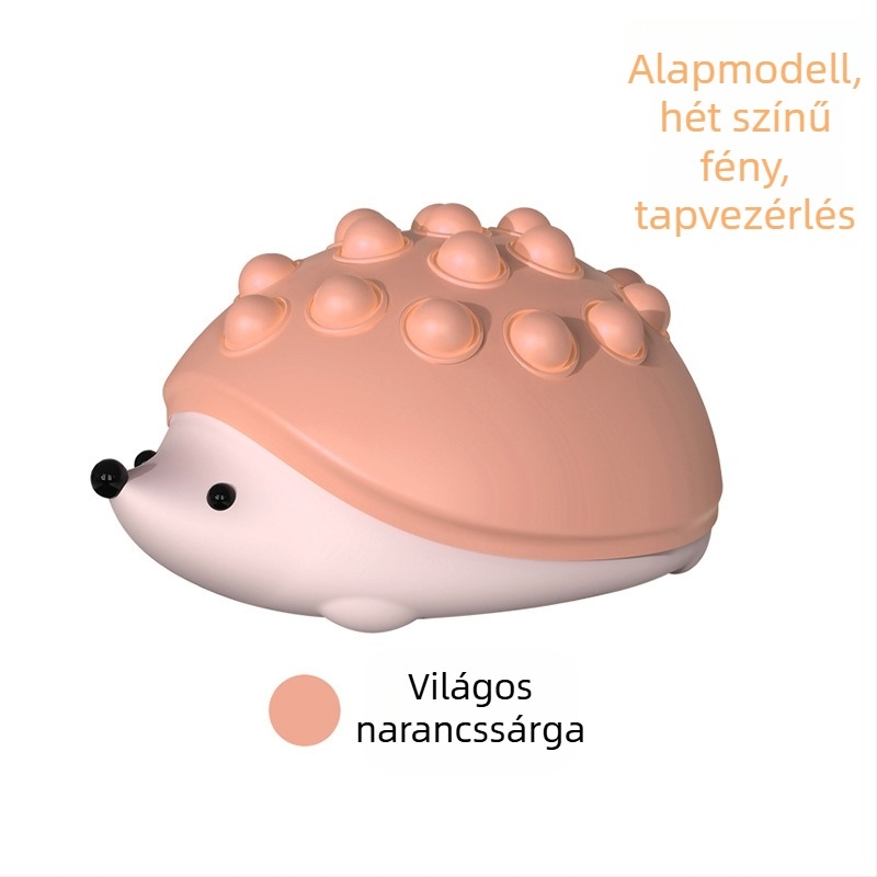 Tarajos szilikon éjszakai fény sün formában, nyomható buborékvilágítással, USB újratölthető beépített akkumulátor, gradient LED világítás, hét színű váltás, ROHS tanúsítványú
