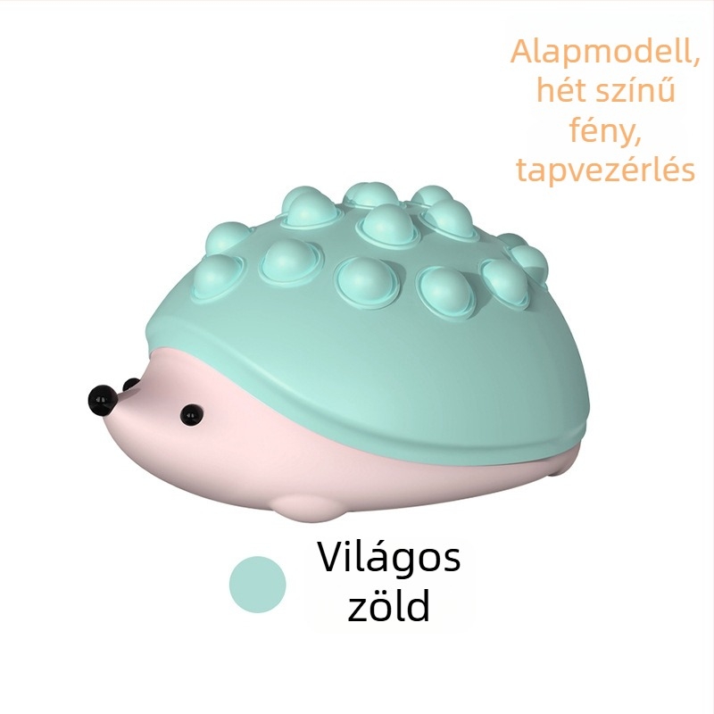 Tarajos szilikon éjszakai fény sün formában, nyomható buborékvilágítással, USB újratölthető beépített akkumulátor, gradient LED világítás, hét színű váltás, ROHS tanúsítványú