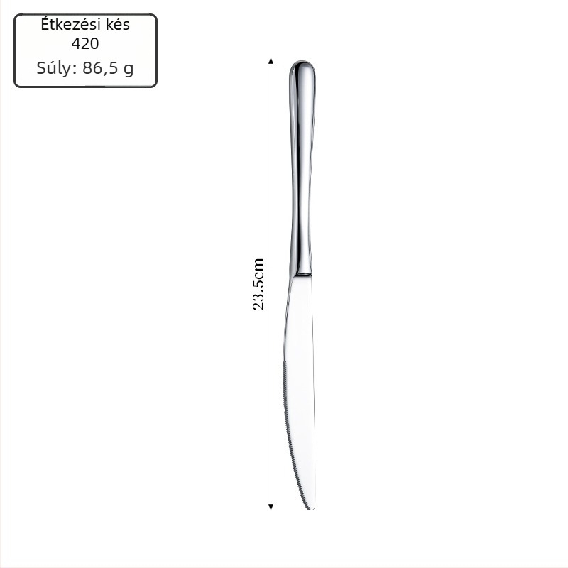 316L rozsdamentes acél étkészlet – tükörfényes polírozás, vastag kés, villa és kanál, modern minimalista stílus