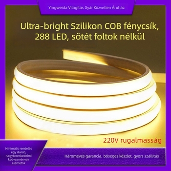 COB LED-szalag, 288 LED (2835-chip), 220V vízálló belső használatra, hajlékony LED-szalag, CRI 85-90