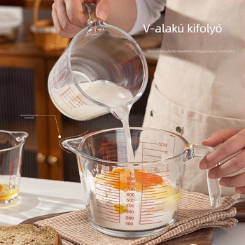 Üveg mérőedény fogantyúval, sütéshez, modern dizájn