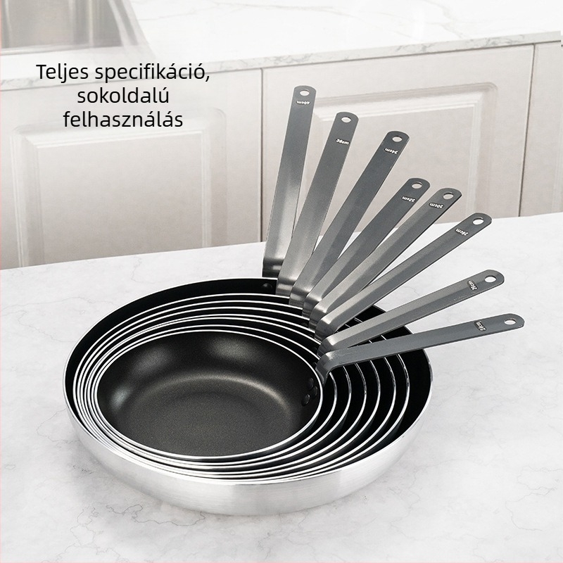 Tapadásmentes serpenyő sík aljzattal - palacsinta és steak kétfunkciós (alumíniumötvözet; indukciós kompatibilitás; vasnyél)