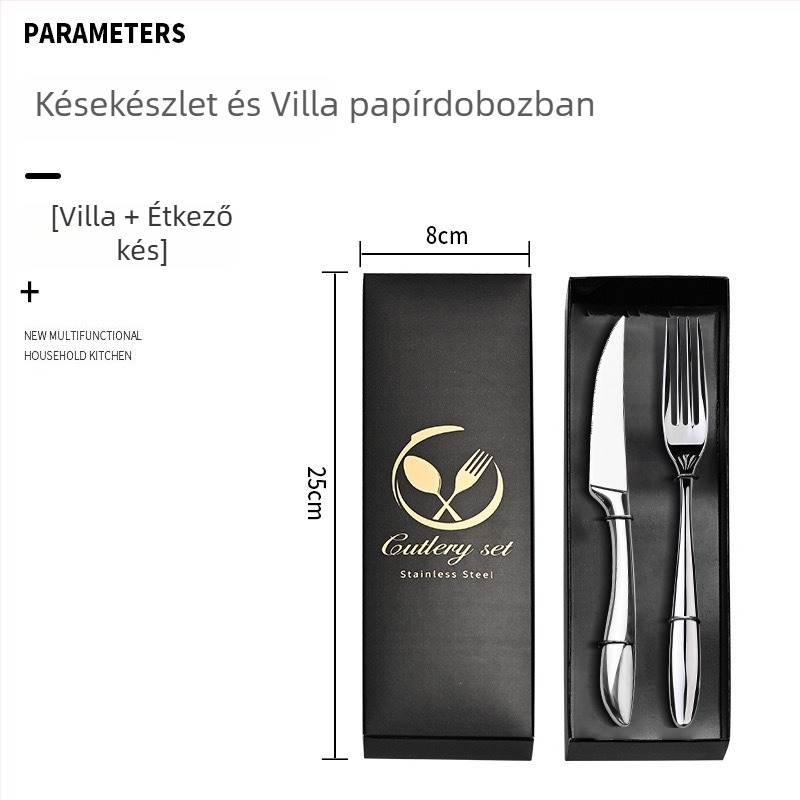 304 rozsdamentes acél étkészlet – ebédkés és villa, tükörfényes felület, minimalist stílus, kézzel készült