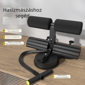 Hasizom-gyakorlatokhoz készült segédeszköz három szívófejjel, párhuzamos rudakkal, feszítőzsinórral és telefontartóval — modell 20250416, súly 1500 g