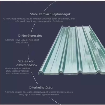 Átlátszó FRP üvegszálas panel, gerinc profilú, korrózióálló és tűzálló
