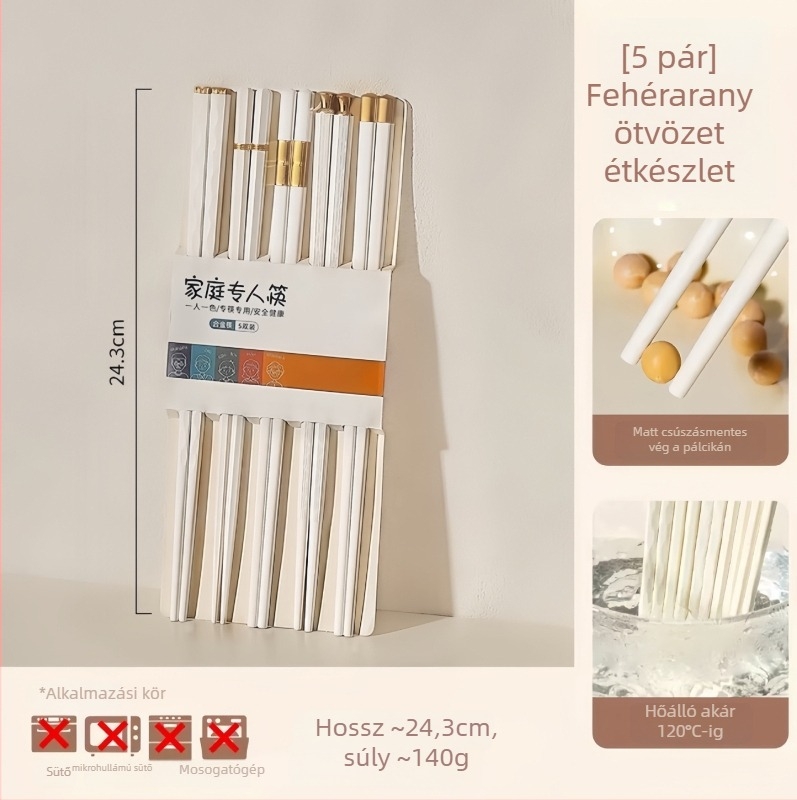 Kerámiából készült evőpálcikák, 5 pár, modern minimalista stílus, vízpolírozott felület, egyszínű, felnőtteknek