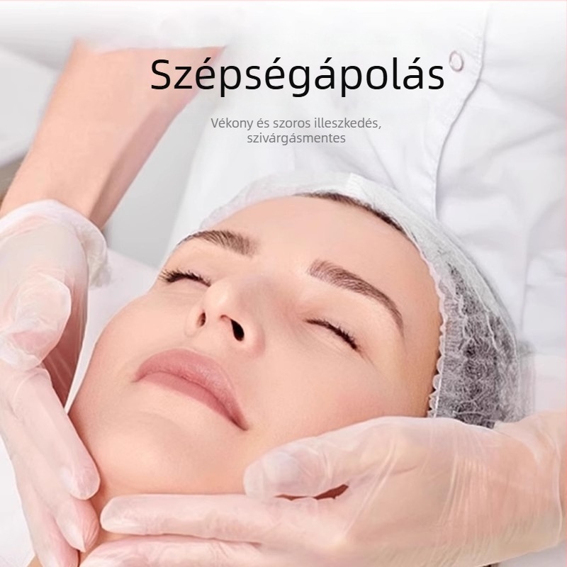 Egyszer használatos PVC kesztyű kozmetikai szalonhoz - vízálló, masszázs és tetoválás közben használható, professzionális és otthoni használatra