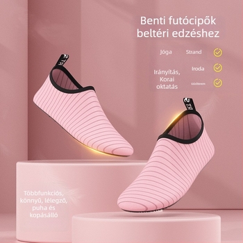 Beltéri fitnesz cipő – puha talpú, könnyű, csúszásmentes, csíkos dizájn, táncra és otthoni edzéshez (Talp: természetes kaucsuk; Felsőrész: pamut; Belső: pamut; Boka magassága: alacsony)