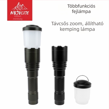 Kis COB LED zseblámpa 360°-os forgással, fókuszáló fénysugárral, 3xAA elemről, alumínium ötvözet testtel