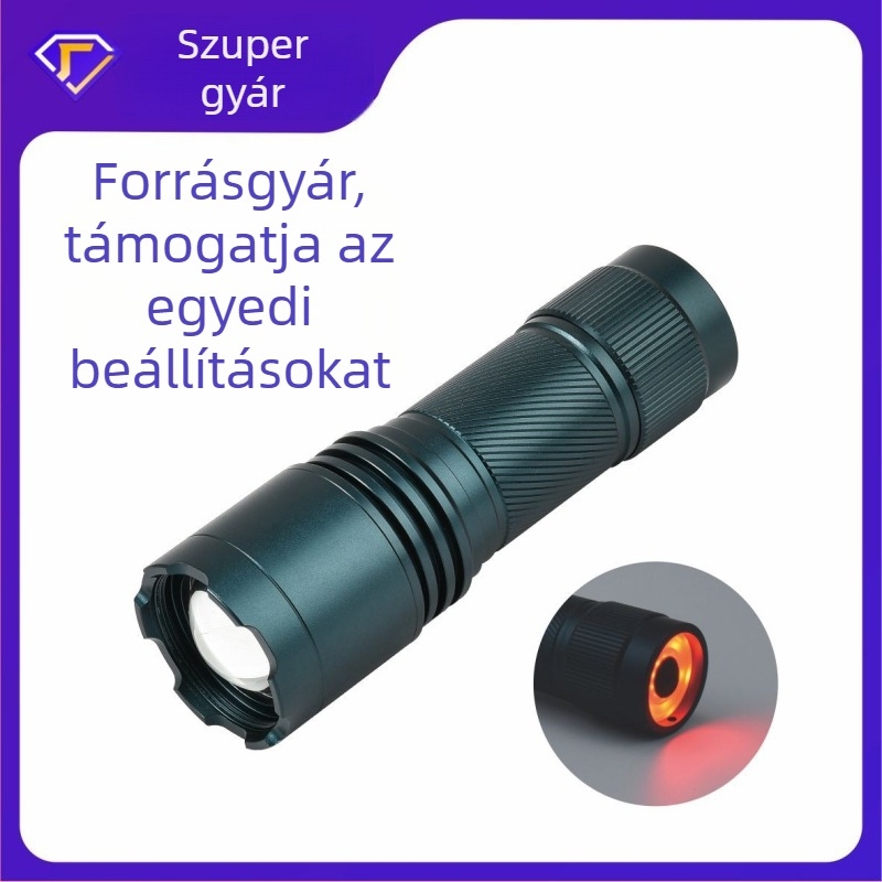 Kis COB LED zseblámpa 360°-os forgással, fókuszáló fénysugárral, 3xAA elemről, alumínium ötvözet testtel