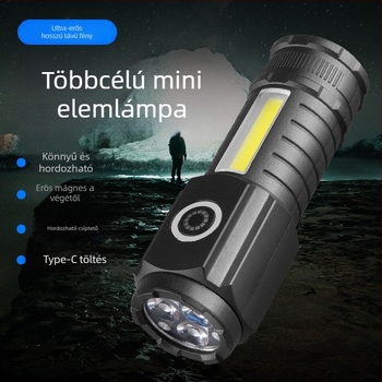 TZ-124 kézi zseblámpa, 120 lm, 120° fénysugár, IP44, 14500 akkumulátor, töltési idő 3–5 óra