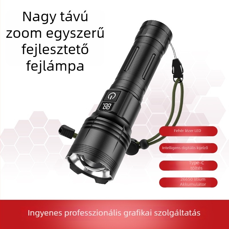 Sharp Leopard Taktikai zseblámpa – LED, 20W, 26650 akkumulátor, >500 m hatótáv, alumíniumötvözet ház