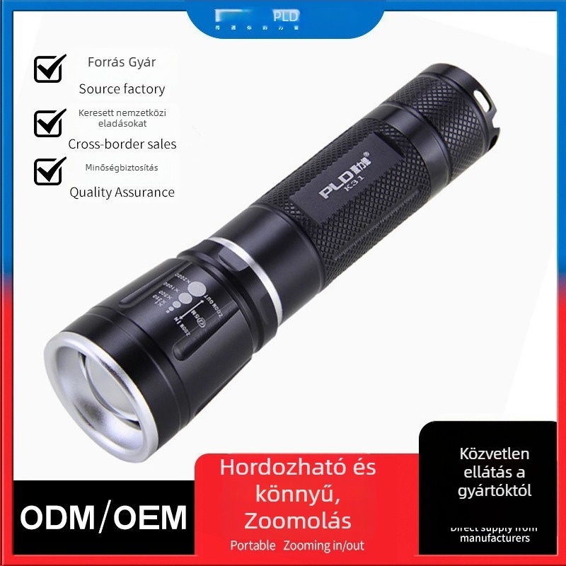 Paride elemlámpa alumíniumötvözet testtel, LED fényforrás, 2400mAh akkumulátor, 3W teljesítmény, vízálló