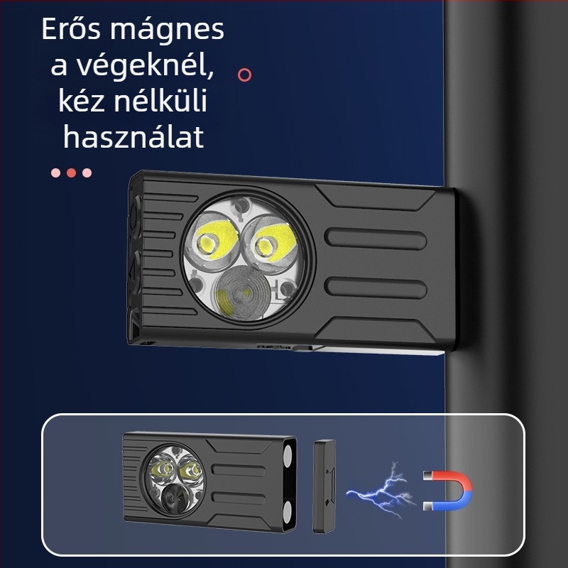 Kompakt LED zseblámpa Type-C gyors töltéssel, alumíniumötvözet test, beépített 800 mAh polimer akkumulátor, hatótávolság 100–200 m