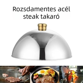 Rozsdamentes acél steak fedél — Többfunkciós fedél teppanyaki, dim sum és nyugati ételekhez (Származás: Chaozhou; Márka: Food from all lakes; Anyag: Rozsdamentes acél; Stílus: Könnyű lux; Minőség: Első osztályú)