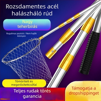 Rozsdamentes acél ultra-kemény teleszkópos horgászati hálóbotkészlet hálófejjel DSHAJDI02