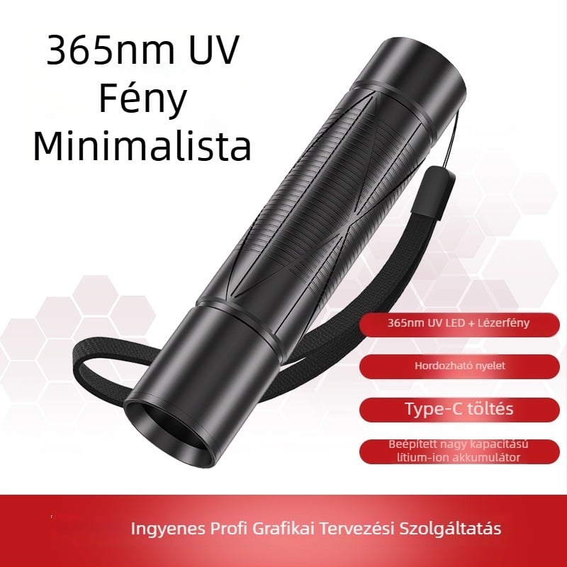 Erős fényű zseblámpa, kompakt és hordozható, tartós, hosszú hatótávolságú, újratölthető (Anyag: ABS+TPE; Áramforrás: Akkumulátor; Fényforrás: LED; Funkciók: Multifunkcionális)