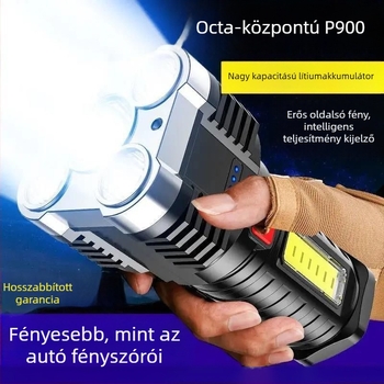 Kültéri LED zseblámpa — 100000 lumen, újratölthető, 5W, hatótáv 100–200 m, többfunkciós