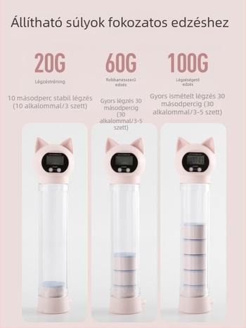 Nuopusi állítható légzési edző súlyzó otthoni fitneszhez, ABS kivitel, modell 025A, has- és tüdőkapacitás edző