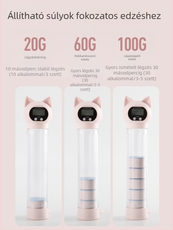 Nuopusi állítható légzési edző súlyzó otthoni fitneszhez, ABS kivitel, modell 025A, has- és tüdőkapacitás edző