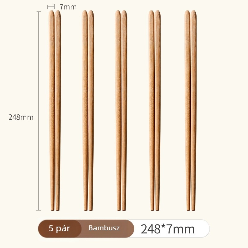 Étkezési evőpálcikák – 5 pár, faanyagú, modern minimális stílus; anyagok: csirke szárnyfa, vörös sandalfa, illatosfa; biológiailag lebomló