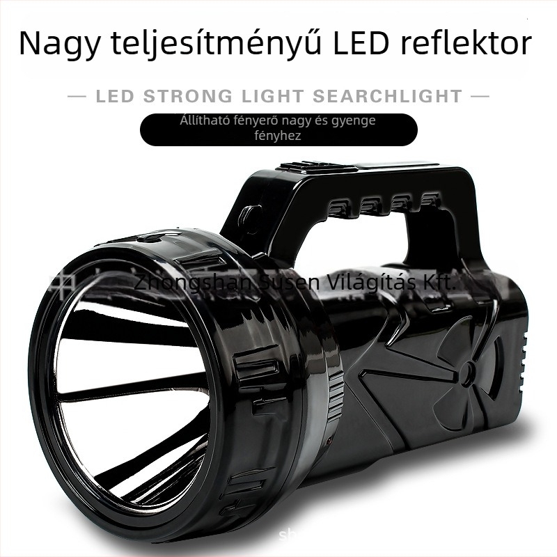 LED újratölthető zseblámpa, 10W, 2500mAh, hatótáv 500m+, hordozható