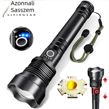 Eagle Eye P90 Quad-Core LED elemlámpa — 20W, újratölthető, kéz hajtású, 18650/26650 akkumulátorok, >500 m hatótáv
