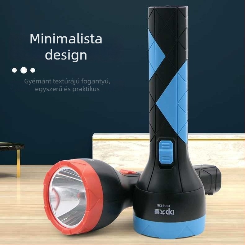 DP9137 LED kézi zseblámpa, újratölthető, 1W, hatótávolság 100–200 m, 400 mAh akkumulátor, töltő mellékelve