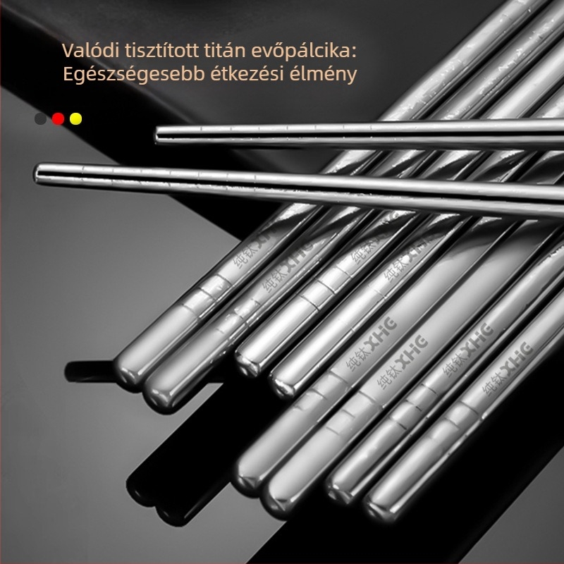 Tiszta titánium evőpálcák háztartási használatra – elegáns ajándék-dobozos készlet, antibakteriális és penészmentes, testre szabható