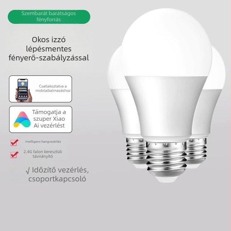 Okos LED E27 izzó, dimmelhető, színváltás, alkalmazáson keresztüli vezérlés, 110-265V
