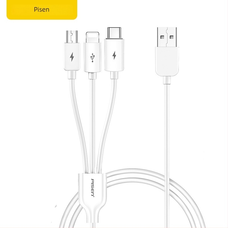 Három az egyben gyors töltő adatkábel Lightning, USB-C és Micro USB csatlakozókkal; QC-kompatibilis