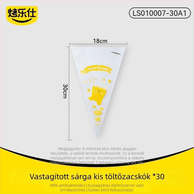 Élelmiszer-minőségű egyszer használatos díszítőzsák készlet, vastagított, szakadásálló, PE anyagú, dobozos csomagolás, díszítéshez és süteménykészítéshez
