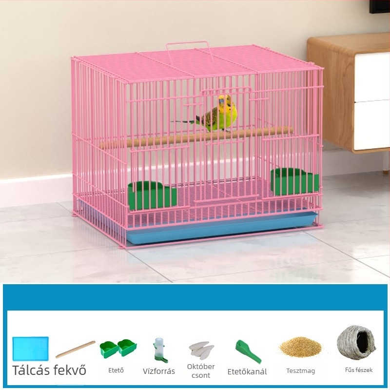 Fém madárketrec selyemvirág dekorral madarak számára, modell KIP26156515