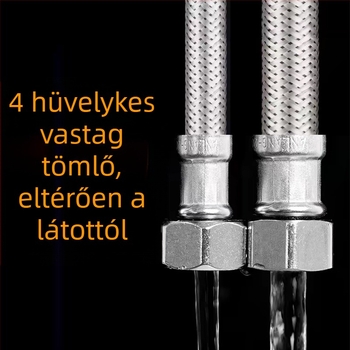 RG-08 304 rozsdamentes acélből készült fém tömlő vízmelegítőhöz, menetes csatlakozás, névleges nyomás 1,6 MPa, 0–100°C működési hőmérséklet