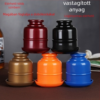 Dobókocka pohárkészlet megerősített dizájnnal, alsó tálcával és shakerrel – PP anyag, lekerekített sarkok