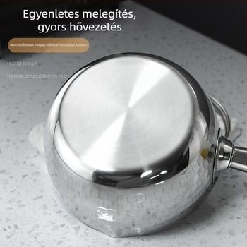 Rozsdamentes acél Snow Pan japán stílusú fa fogantyúval, kalapált mintázatú, tapadásmentes, egyaljún aljzattal, általános tűzhelyhez