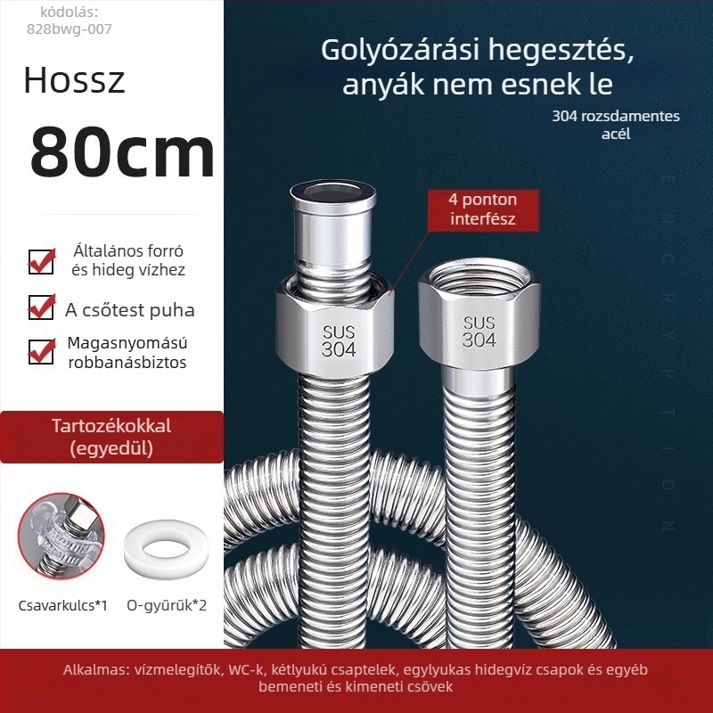 304 rozsdamentes acél hullámcső a vízmelegítő bemenetéhez, modell LXL-9-27, meleg és hideg víz, kézi szerelés