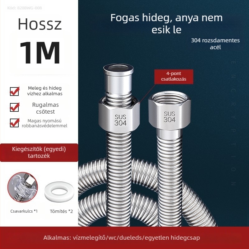 304 rozsdamentes acél hullámcső a vízmelegítő bemenetéhez, modell LXL-9-27, meleg és hideg víz, kézi szerelés