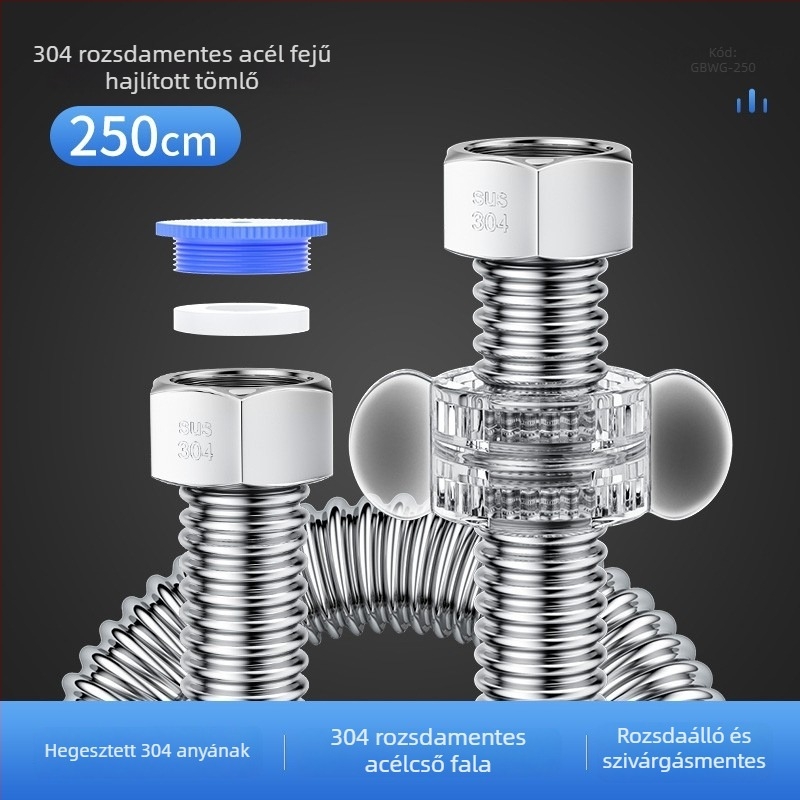 304 rozsdamentes acél hullámcső a vízmelegítő bemenetéhez, modell LXL-9-27, meleg és hideg víz, kézi szerelés