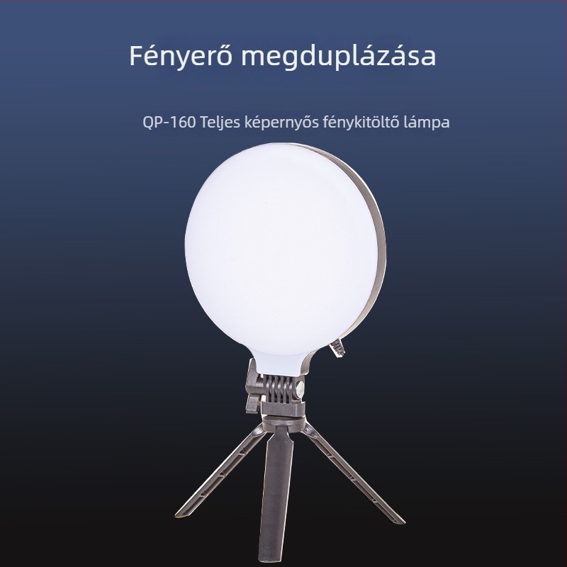 LED töltőlámpa fotózáshoz és élő közvetítéshez, 13W, 5V2A, QO160 modell, 3 világítási üzemmód, függőleges használat