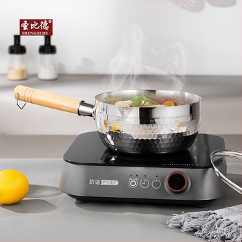 Tejpot rozsdamentes acélból üvegfedővel, japán stílusú, tapadásmentes, mélység 9.5 cm