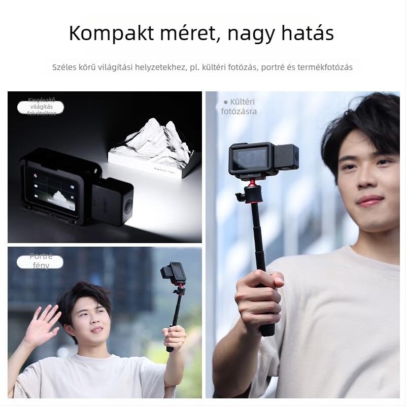 Vloghoz LED világítás – DJI Fill Light, Type-C gyorstöltés, mágneses gyorscsatlakozás, háromszínű színhőmérséklet, teljesítmény 10W alatt