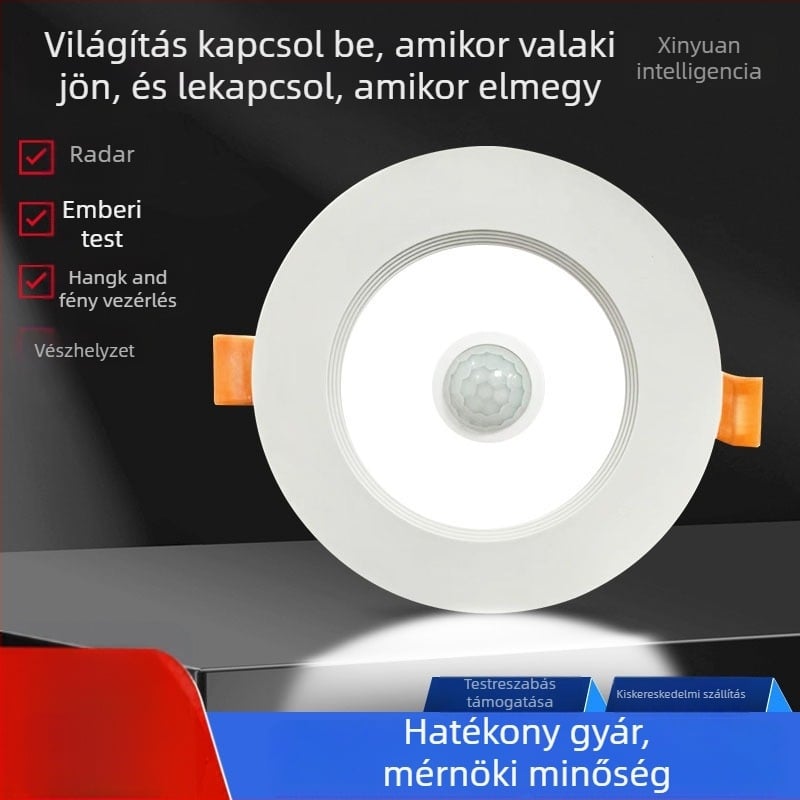 Mozgásérzékelős beépített LED lámpa bejárathoz és a folyosóra, 220V, 4500K, CRI ≥90, rejtett szerelés, 20000 óra