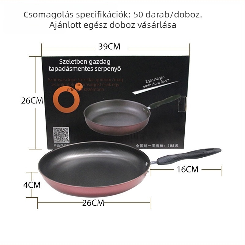 Koreai stílusú öntöttvas nem tapadós serpenyő tojásokhoz, 5 cm mélység