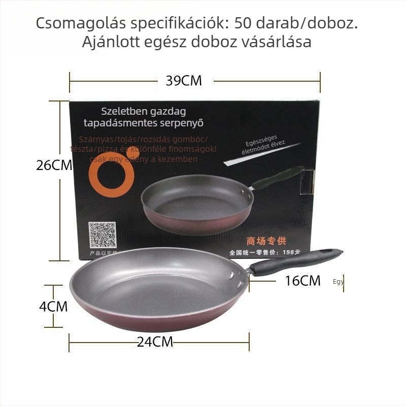 Koreai stílusú öntöttvas nem tapadós serpenyő tojásokhoz, 5 cm mélység