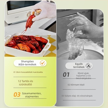 Egyszer használatos nitril kesztyűk konyhai mosogatáshoz, élelmiszer-biztonságos, porálló, 1 szál vastagság