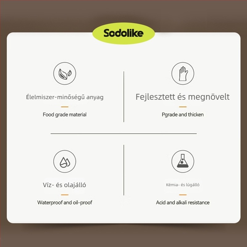 Egyszer használatos nitril kesztyűk konyhai mosogatáshoz, élelmiszer-biztonságos, porálló, 1 szál vastagság