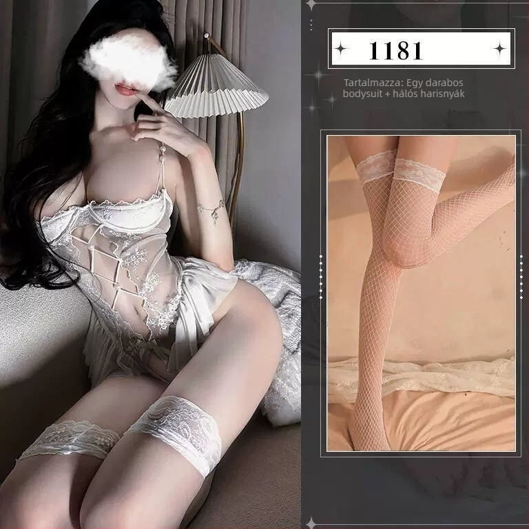Csipkés bustier pizsama szett nőknek - poliészter (80–90%), szexi hálóruha