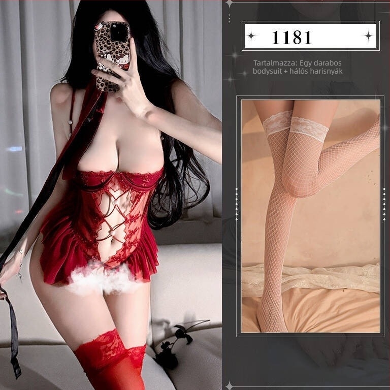 Csipkés bustier pizsama szett nőknek - poliészter (80–90%), szexi hálóruha